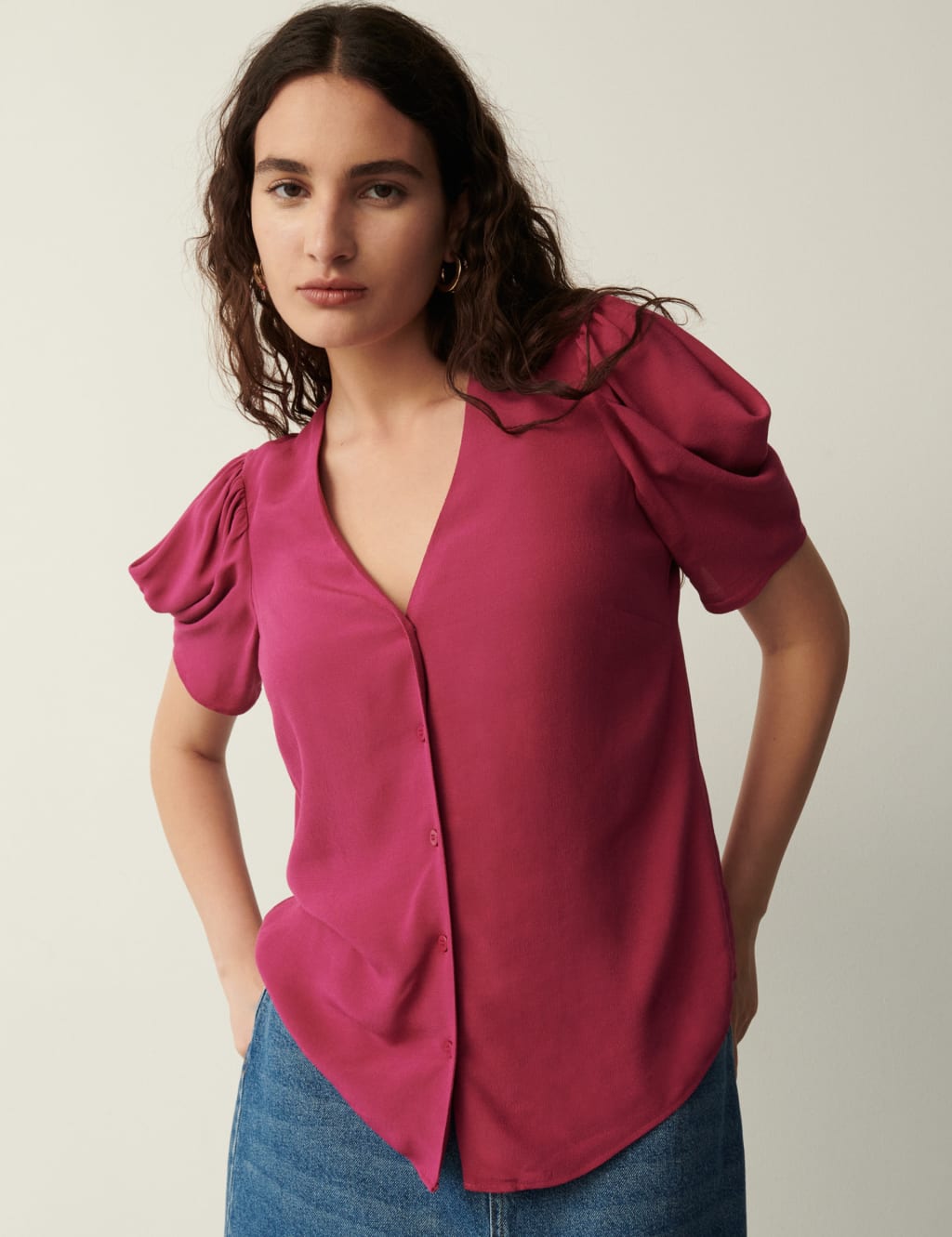 V-Neck Button Through Blouse image 2