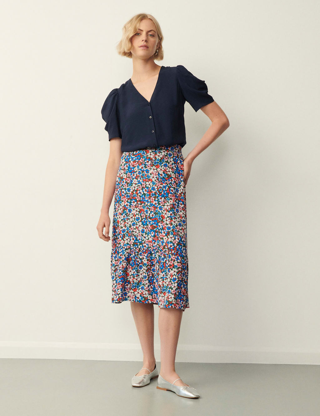 V-Neck Button Through Blouse image 3