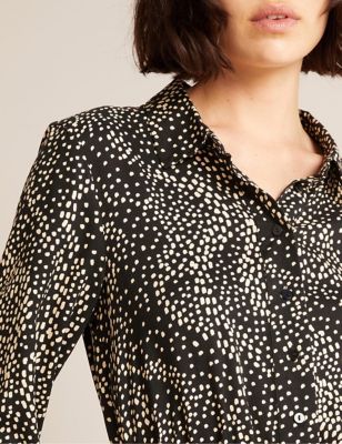 M&S Albaray Womens Spot Print Belted Midi Shirt Dress