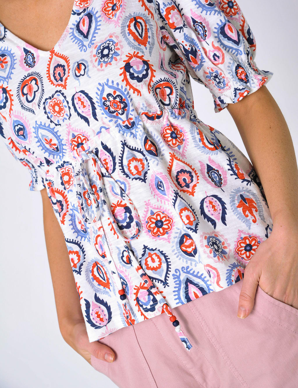 Cotton Modal Blend Printed Peplum Top image 4
