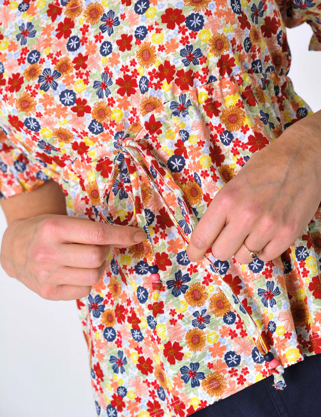 Cotton Modal Blend Ditsy Floral Peplum Top image 4