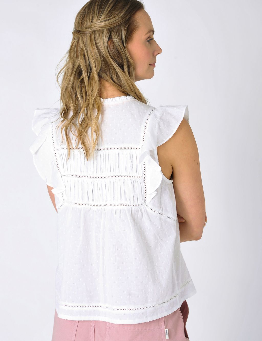 Pure Cotton Textured Frill Detail Vest image 3