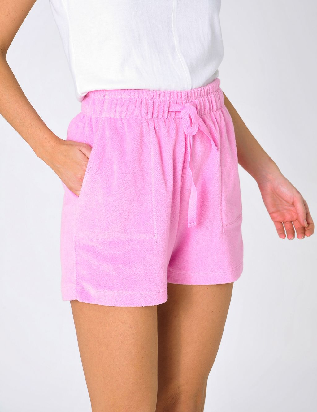 Pure Cotton Towelling High Waisted Shorts image 2