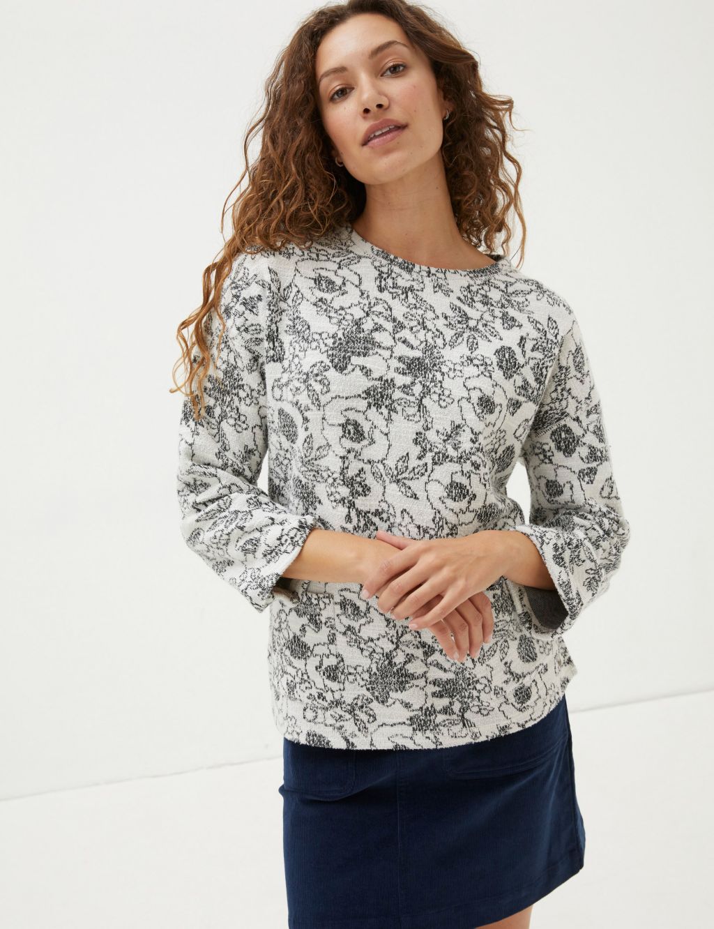 Pure Cotton Jacquard Sweatshirt image 1
