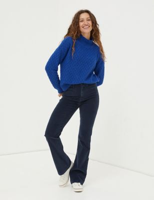 Fatface Womens Cord Flared Trousers - 24REG - Blue, Blue