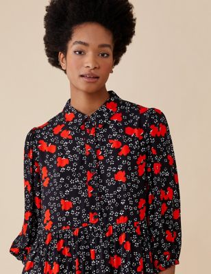 M&S Finery London Womens Floral Button Front Midi Tea Dress