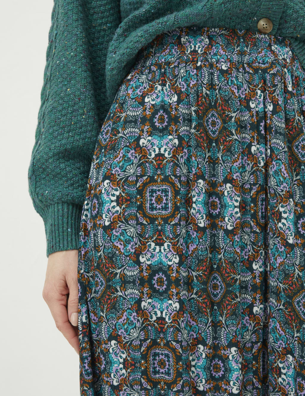 Floral Textured Midi Slip Skirt image 3
