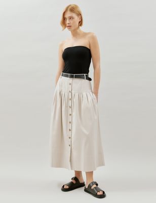 Albaray Women's Cotton Rich Maxi A-Line Skirt - 10 - Stone, Stone