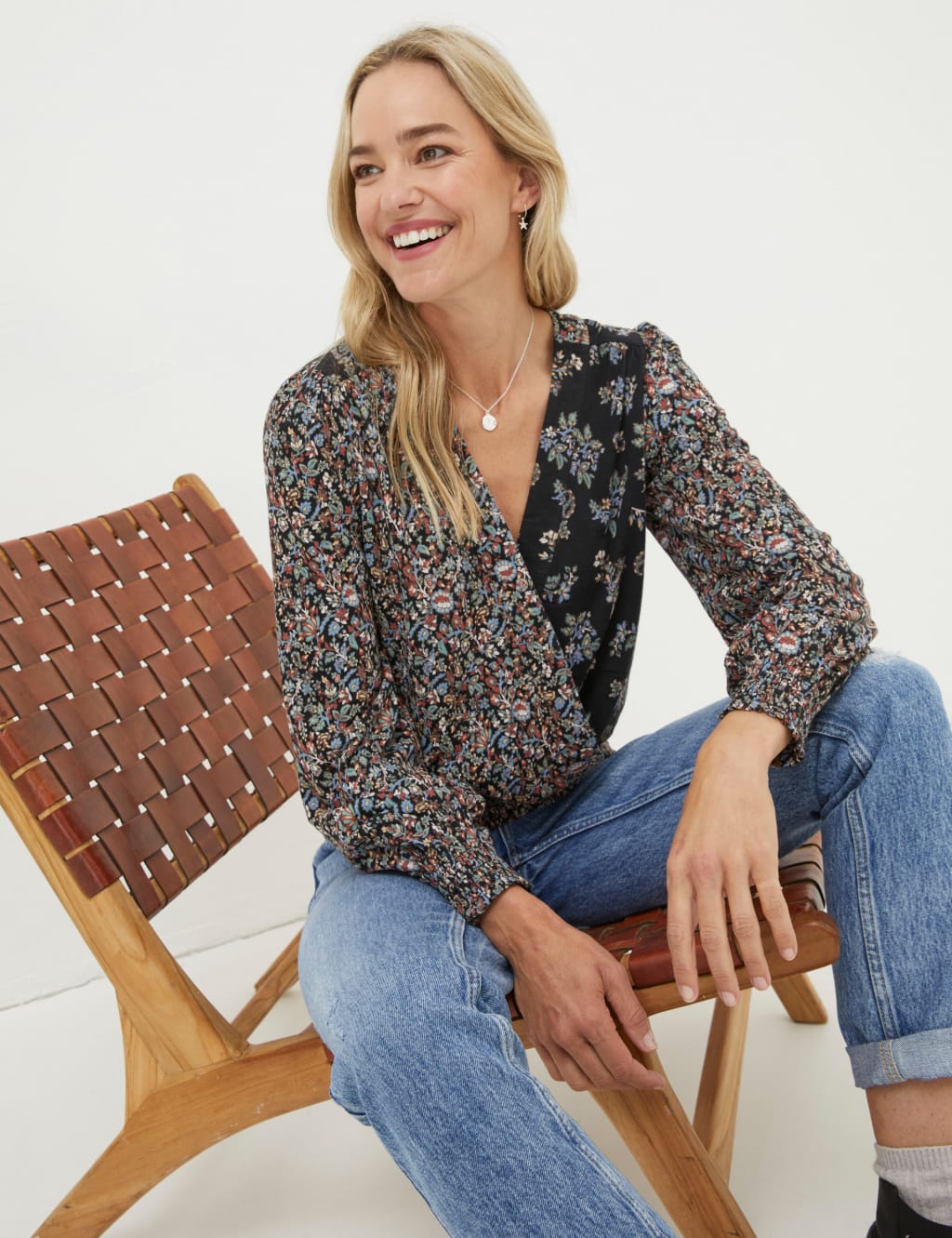 Pure Cotton Floral Wrap Top image 5