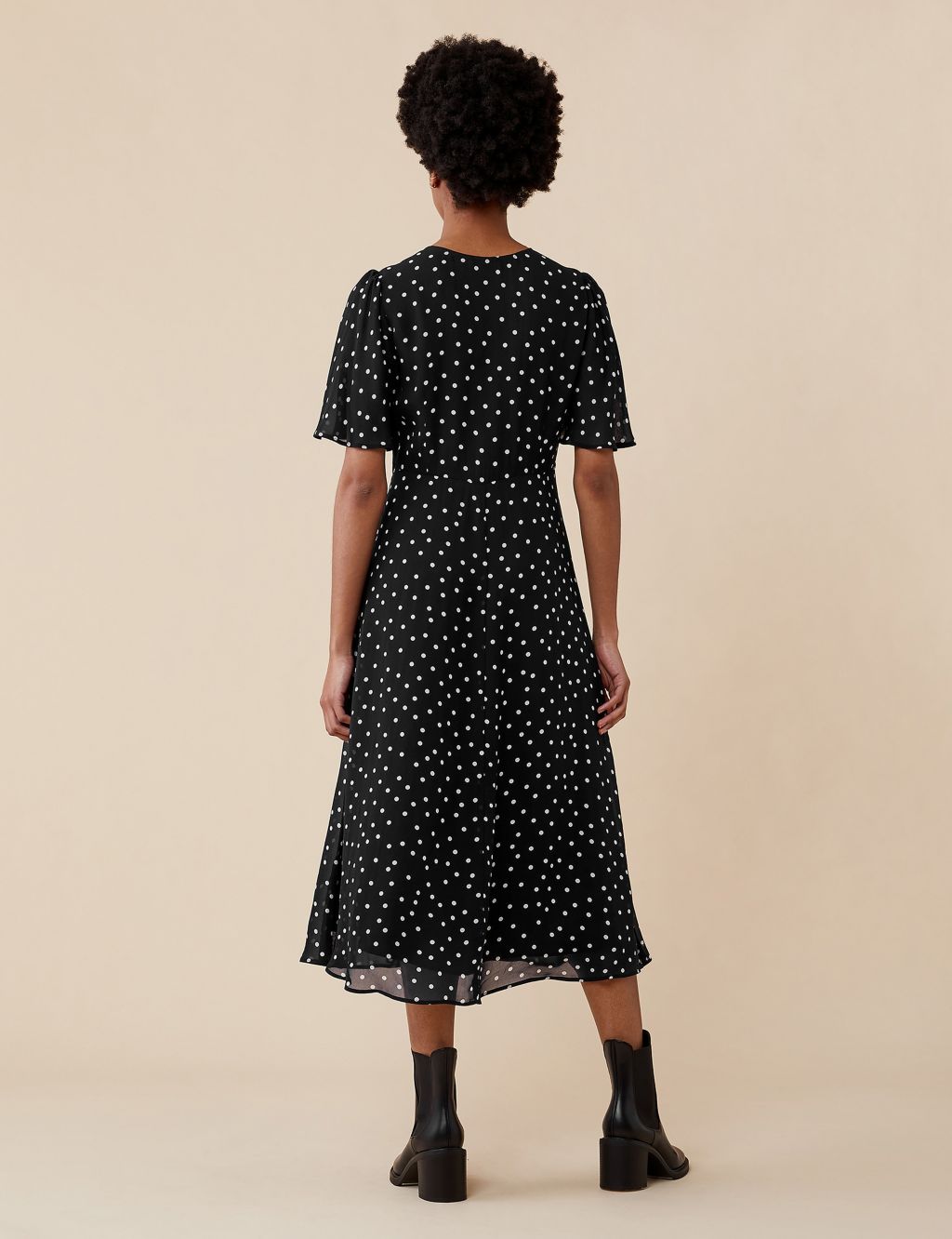 Black Polka Dot Chiffon Dress Summer Woman Wrap Dress Short 
