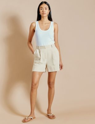 Albaray Womens Linen Blend Twill Shorts - 8 - Natural, Natural