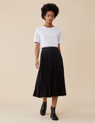 Finery London Womens Pleated Midi Skirt - 18 - Black, Black,Navy