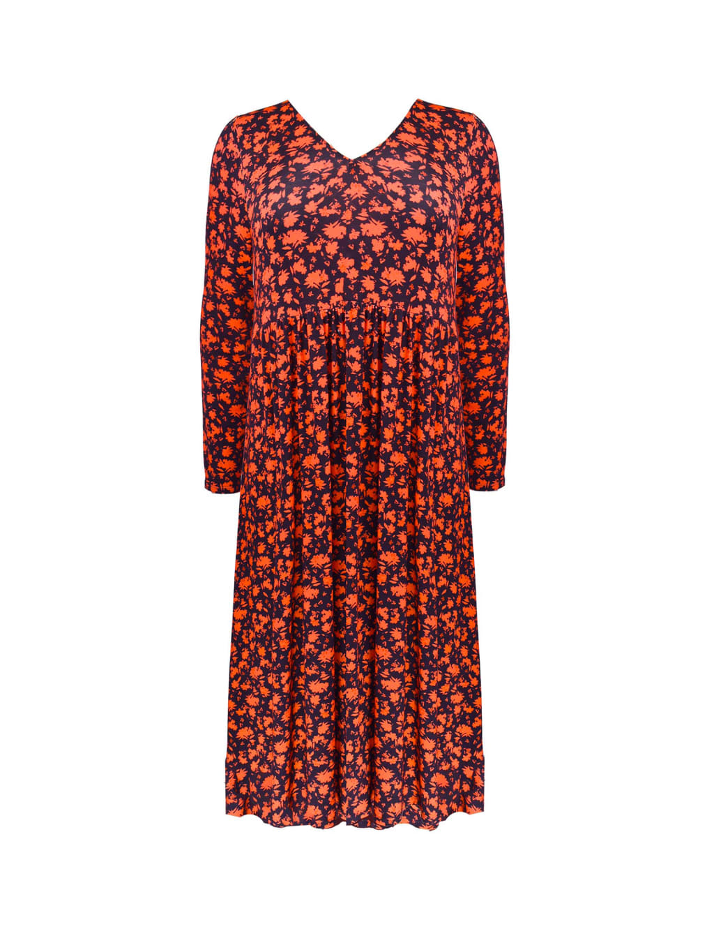 Jersey Floral V-Neck Midi Swing Dress image 2