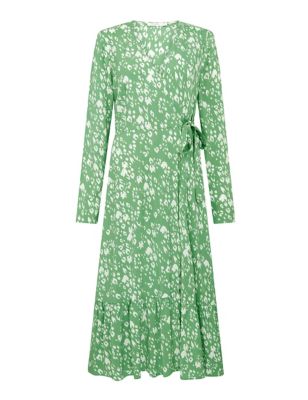 M&S Finery London Womens Animal Print V-Neck Midi Wrap Dress