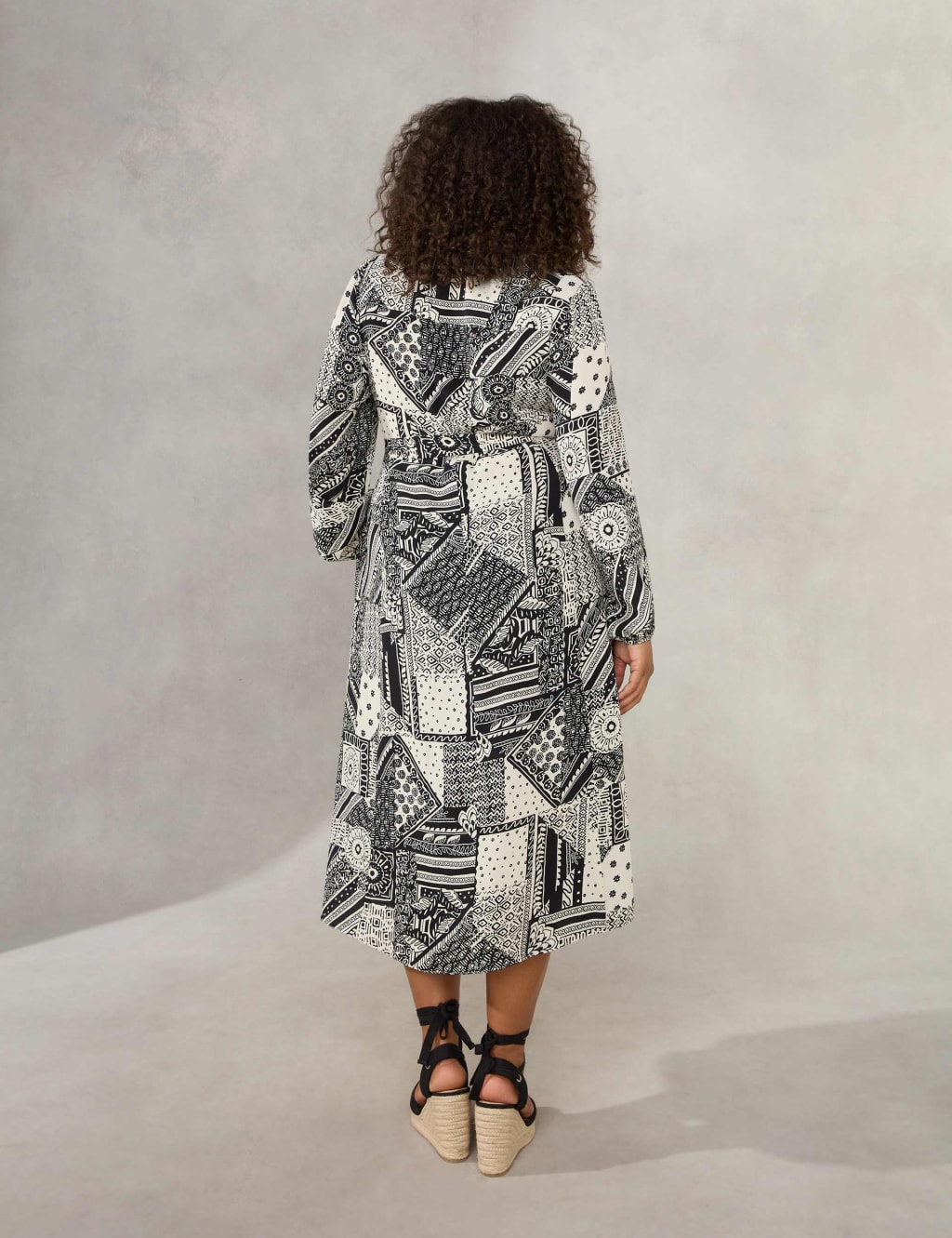 Paisley Tie Waist Midi Relaxed Shirt Dress image 5