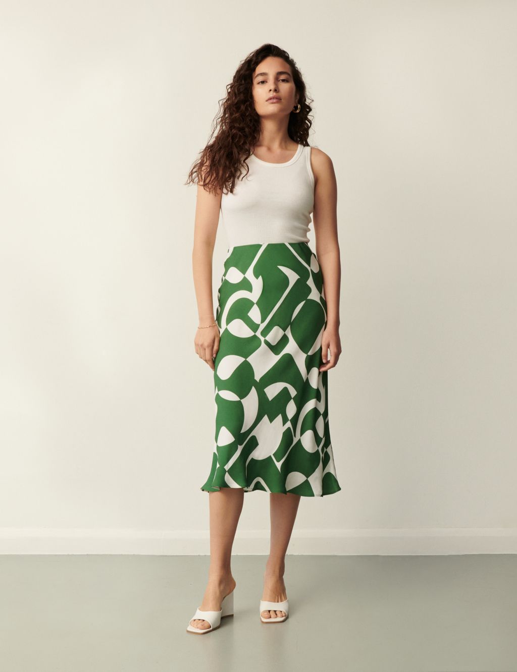 Printed Midi Slip Skirt image 1