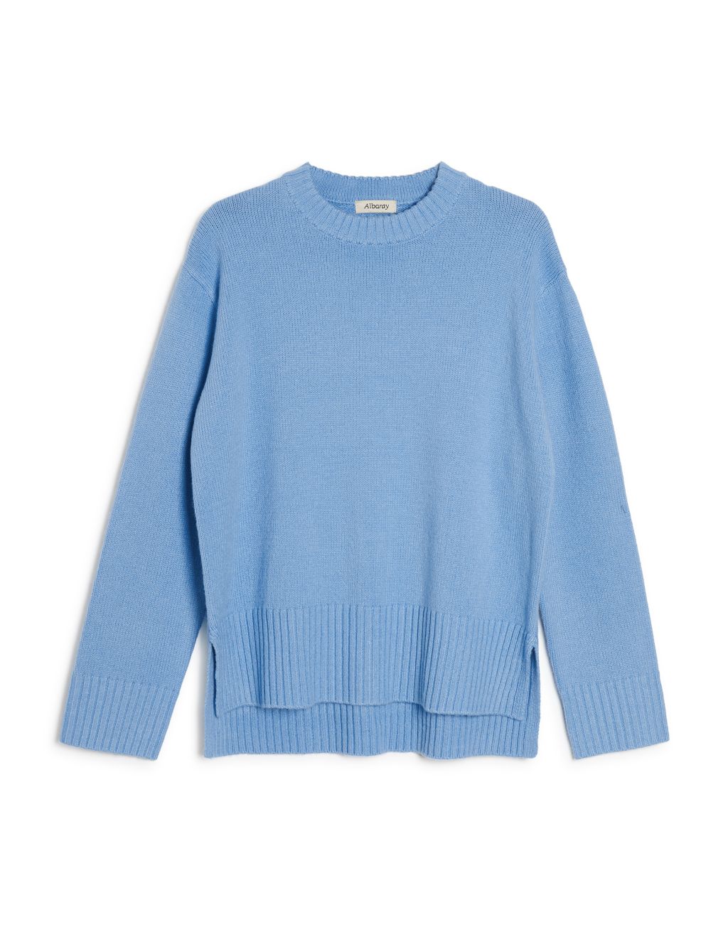 Crew Neck Stepped Hem Jumper with Wool image 2