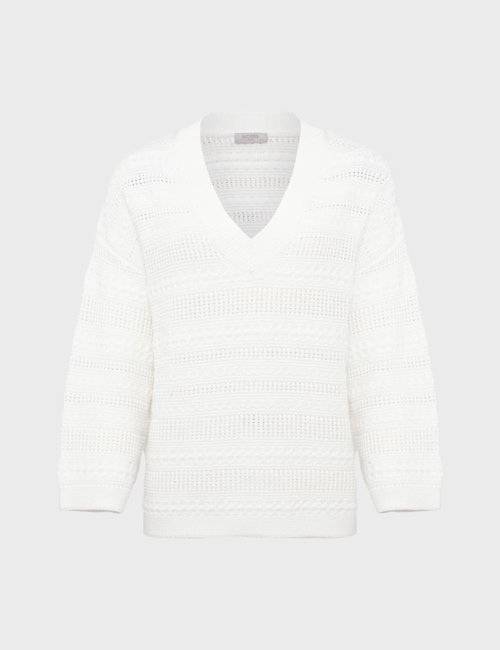 Pure Cotton Textured V-Neck Jumper image 2