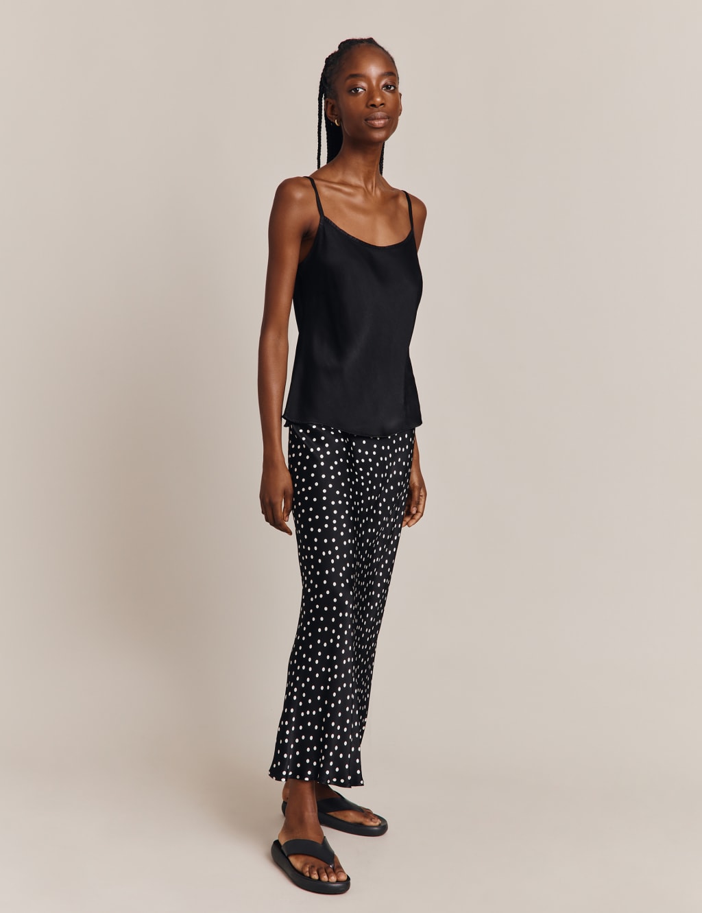 Satin Polka Dot Midaxi Slip Skirt image 4