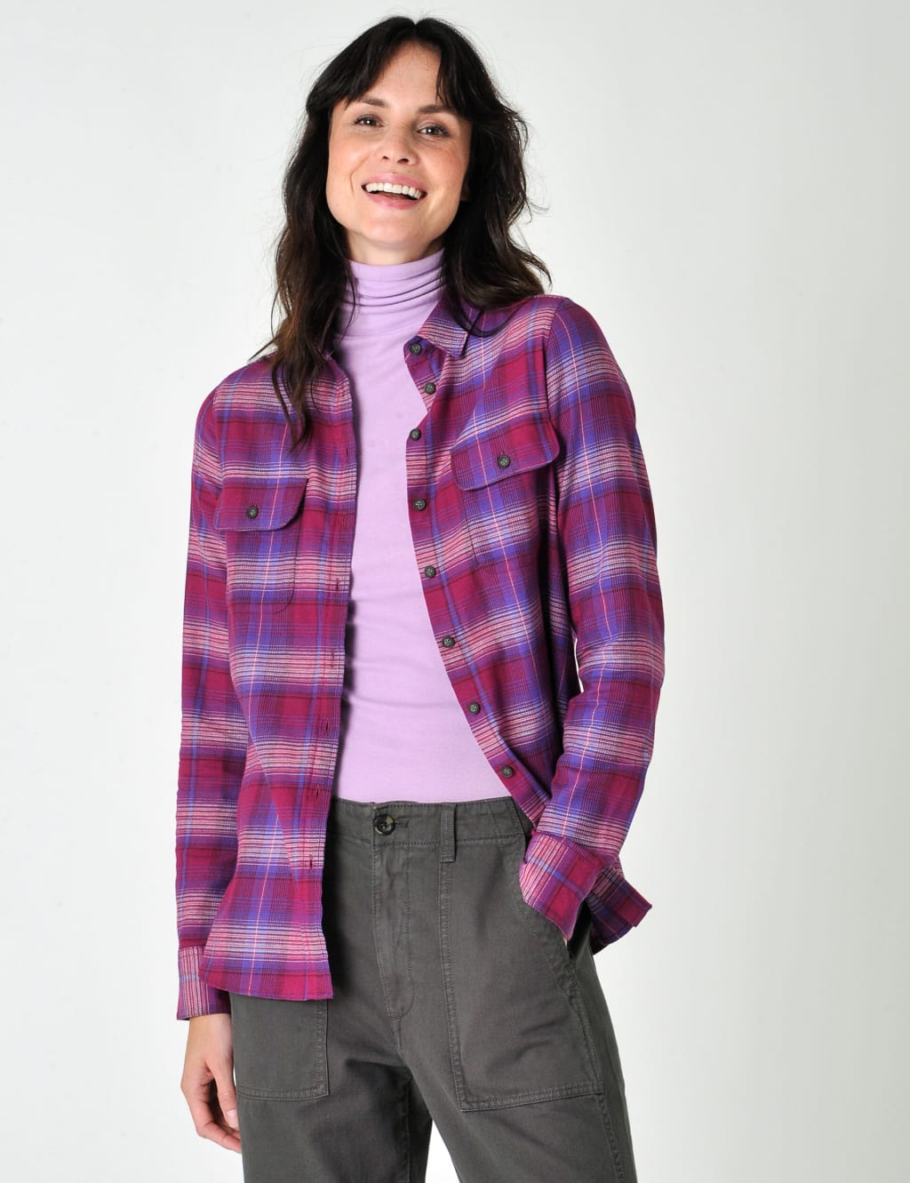 Brushed Pure Cotton Checked Collared Shirt image 1