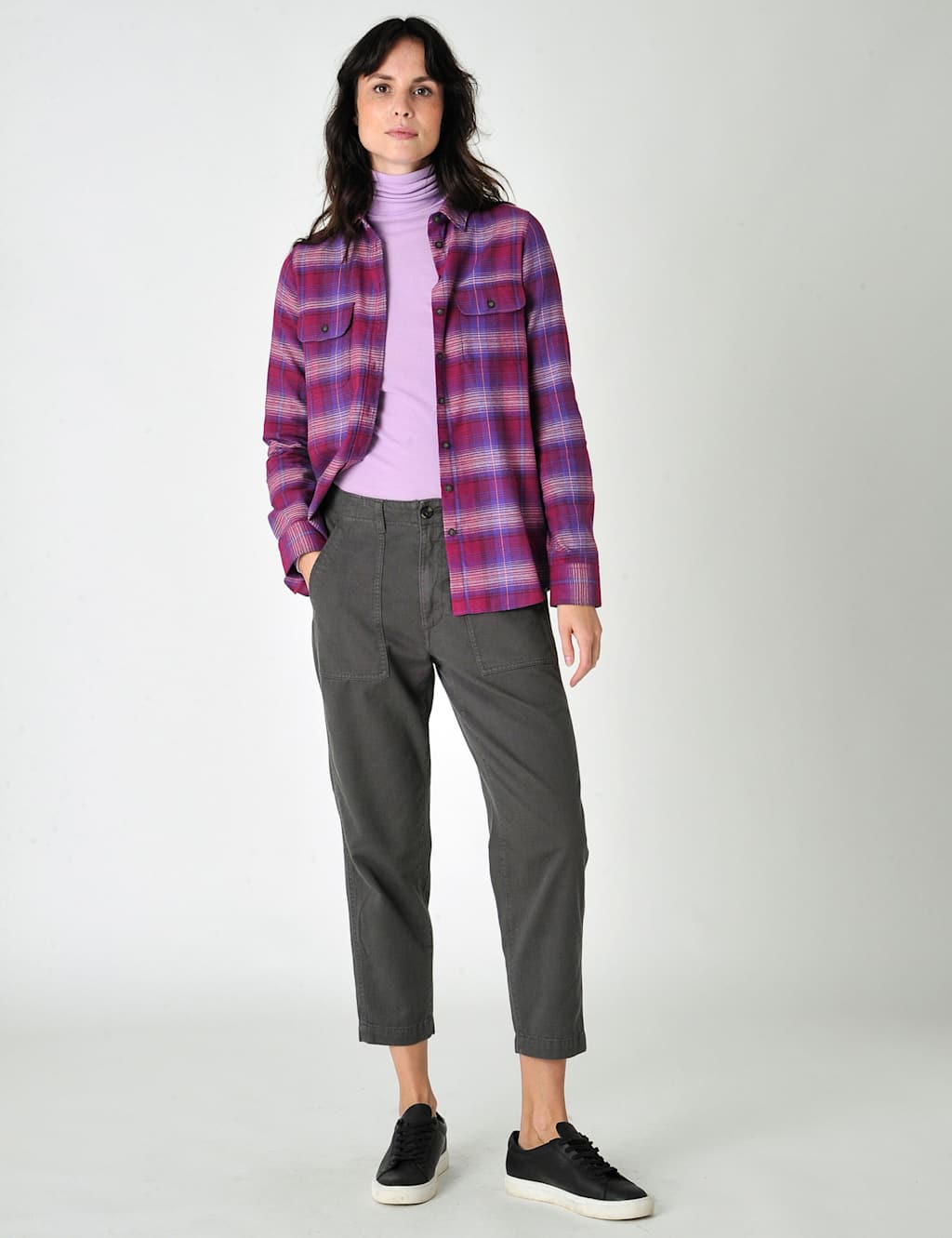 Brushed Pure Cotton Checked Collared Shirt image 5