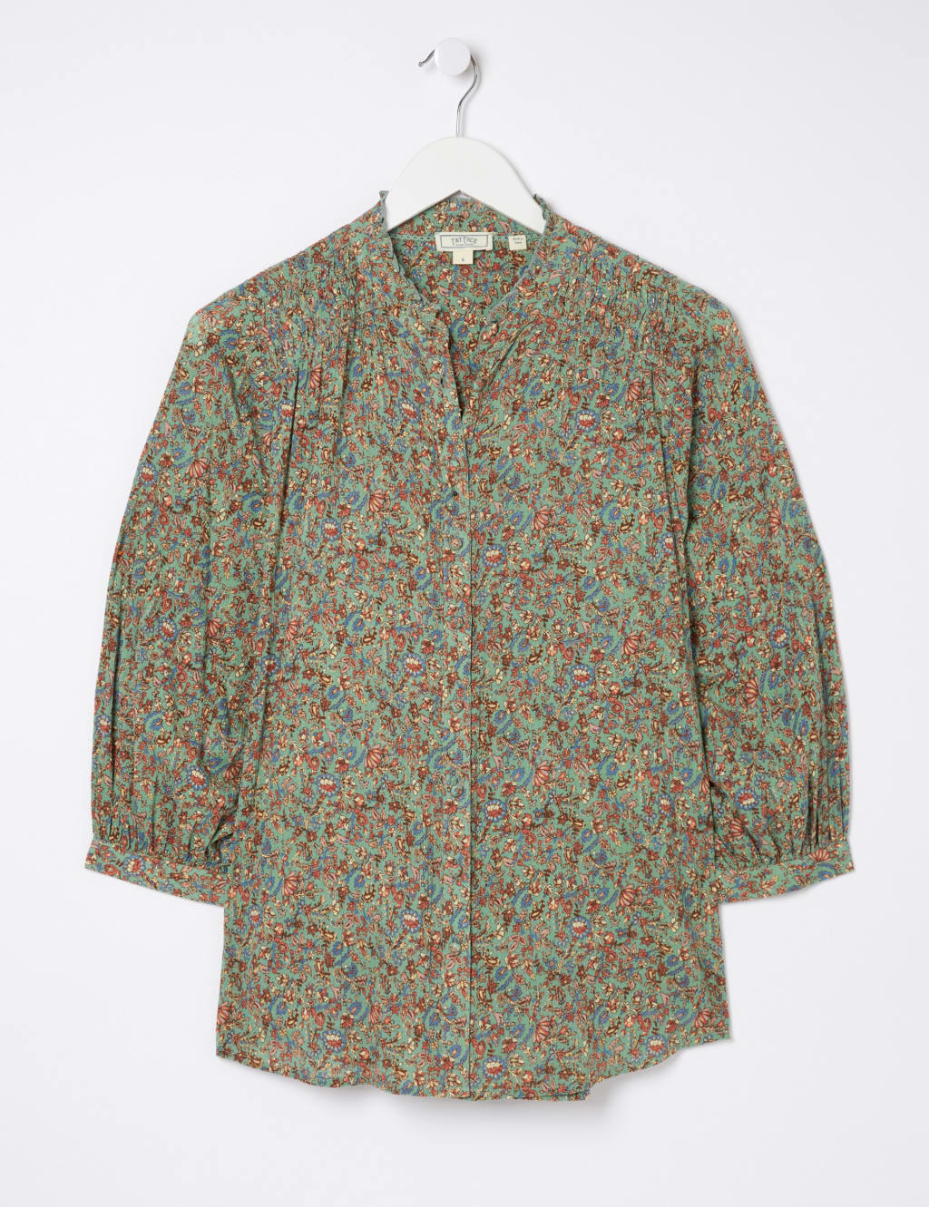 Pure Cotton Floral Frill Neck Blouse image 2