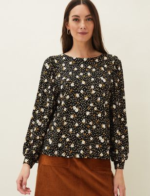 M&S Phase Eight Womens Jersey Floral Long Sleeve Top