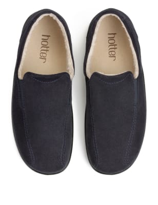 Mens leather slippers discount m&s