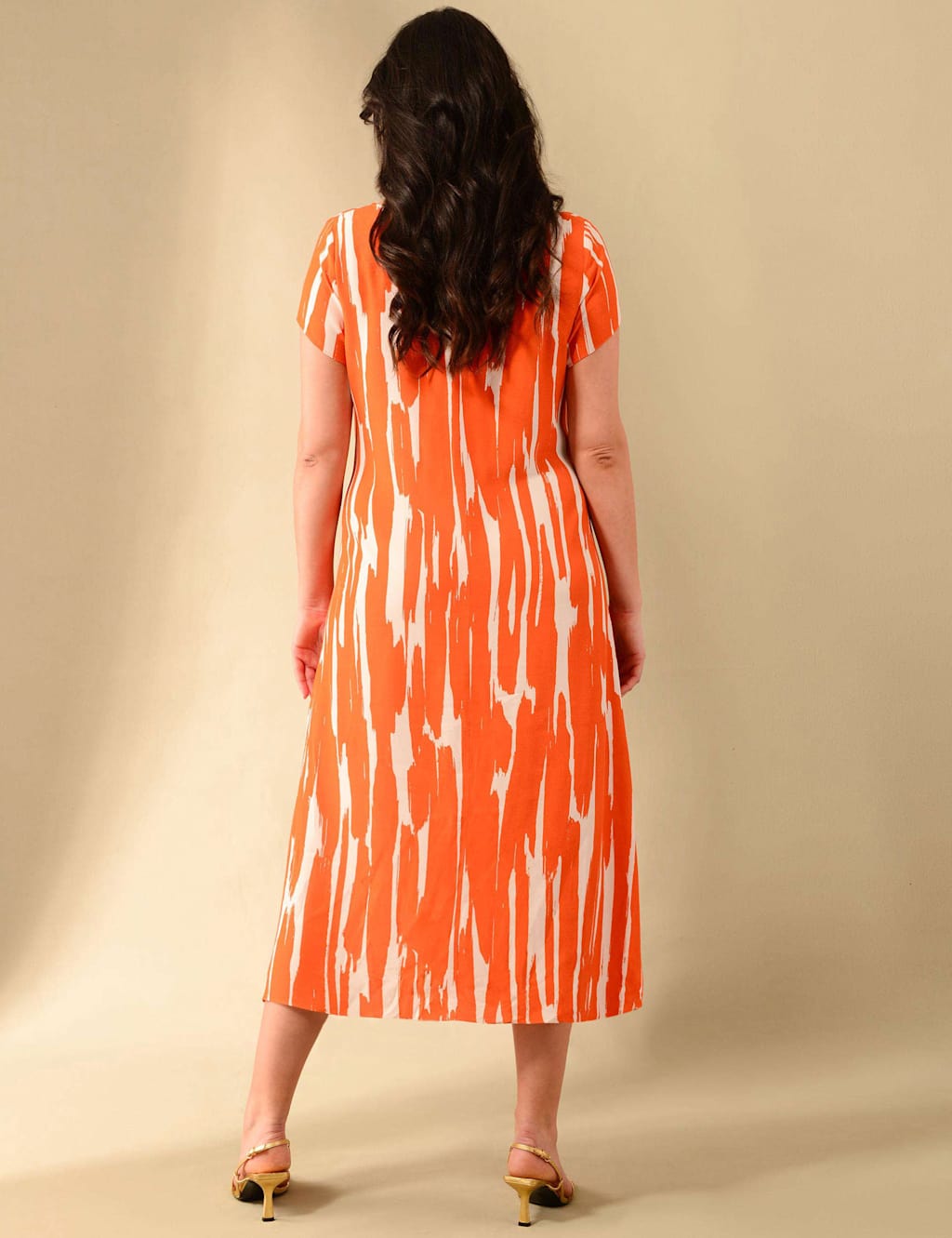 Printed Round Neck Midi Smock Dress image 5