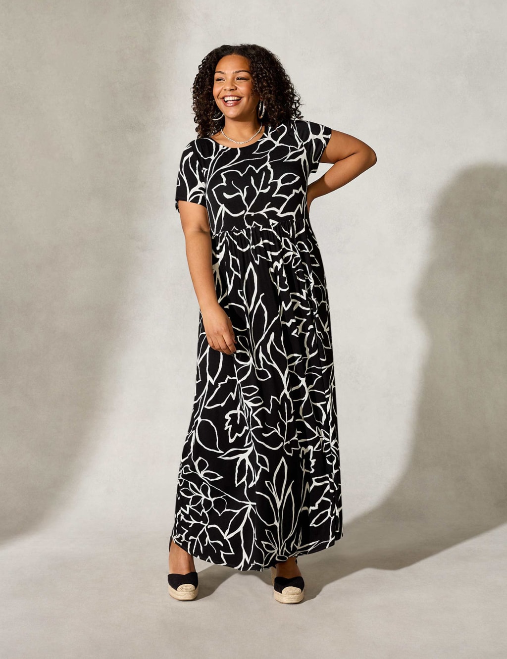Jersey Floral Maxi Smock Dress image 4