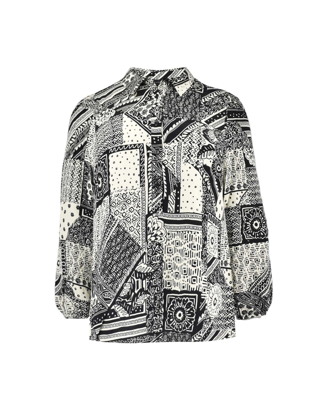 Patchwork Print Collared Shirt image 2