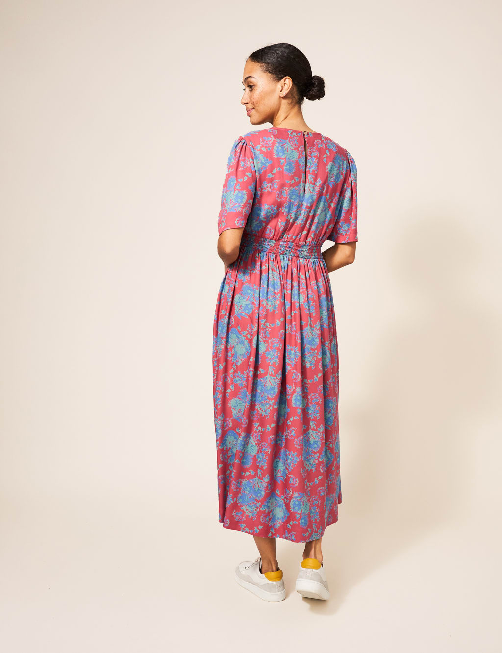 Floral V-Neck Midi Waisted Dress image 2