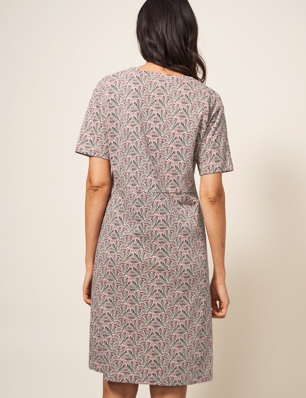 Pure Cotton Printed Notch Neck Shift Dress image 4