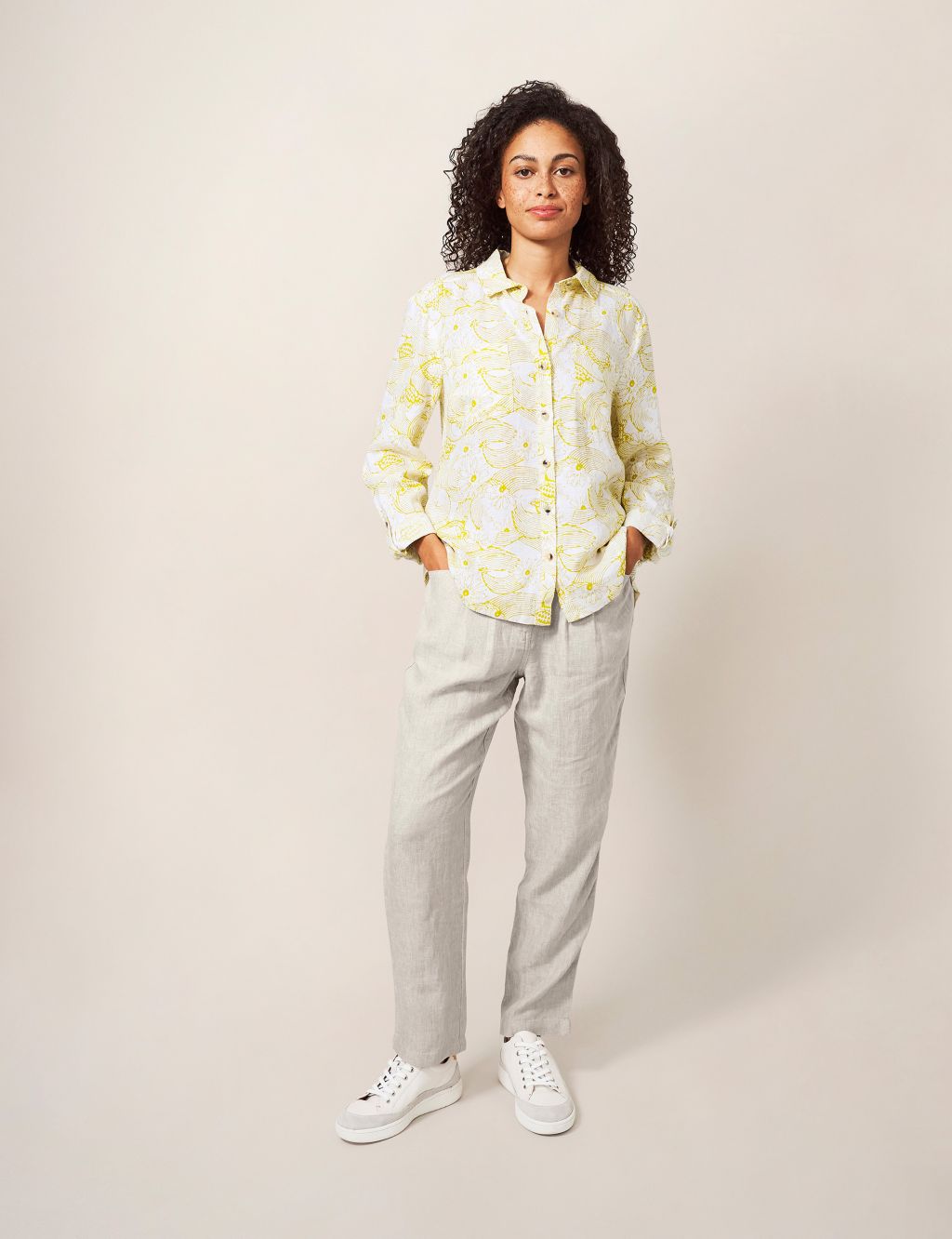 Pure Linen Floral Collared Shirt image 1