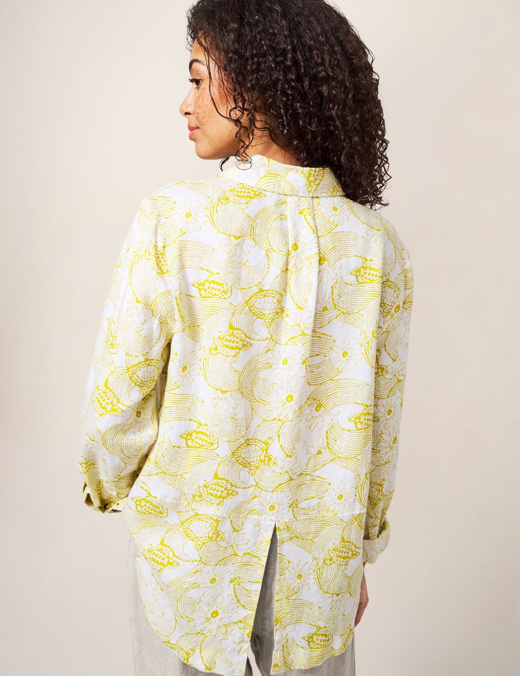 Pure Linen Floral Collared Shirt image 2