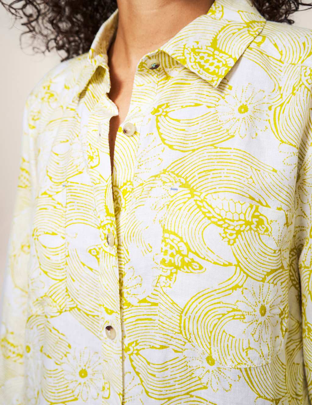 Pure Linen Floral Collared Shirt image 3