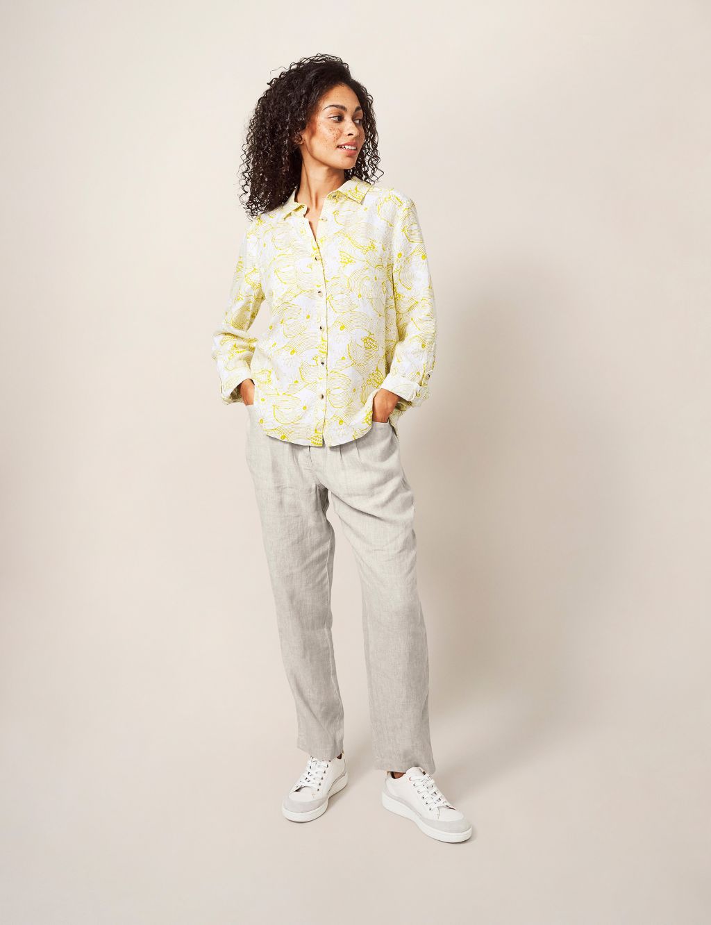 Pure Linen Floral Collared Shirt image 4