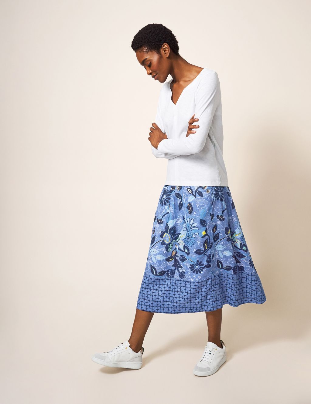 Pure Linen Printed Midi Wrap Skirt image 2