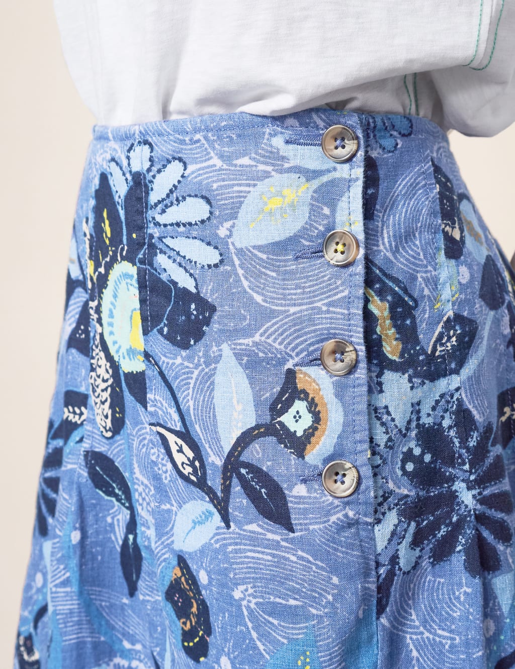 Pure Linen Printed Midi Wrap Skirt image 4