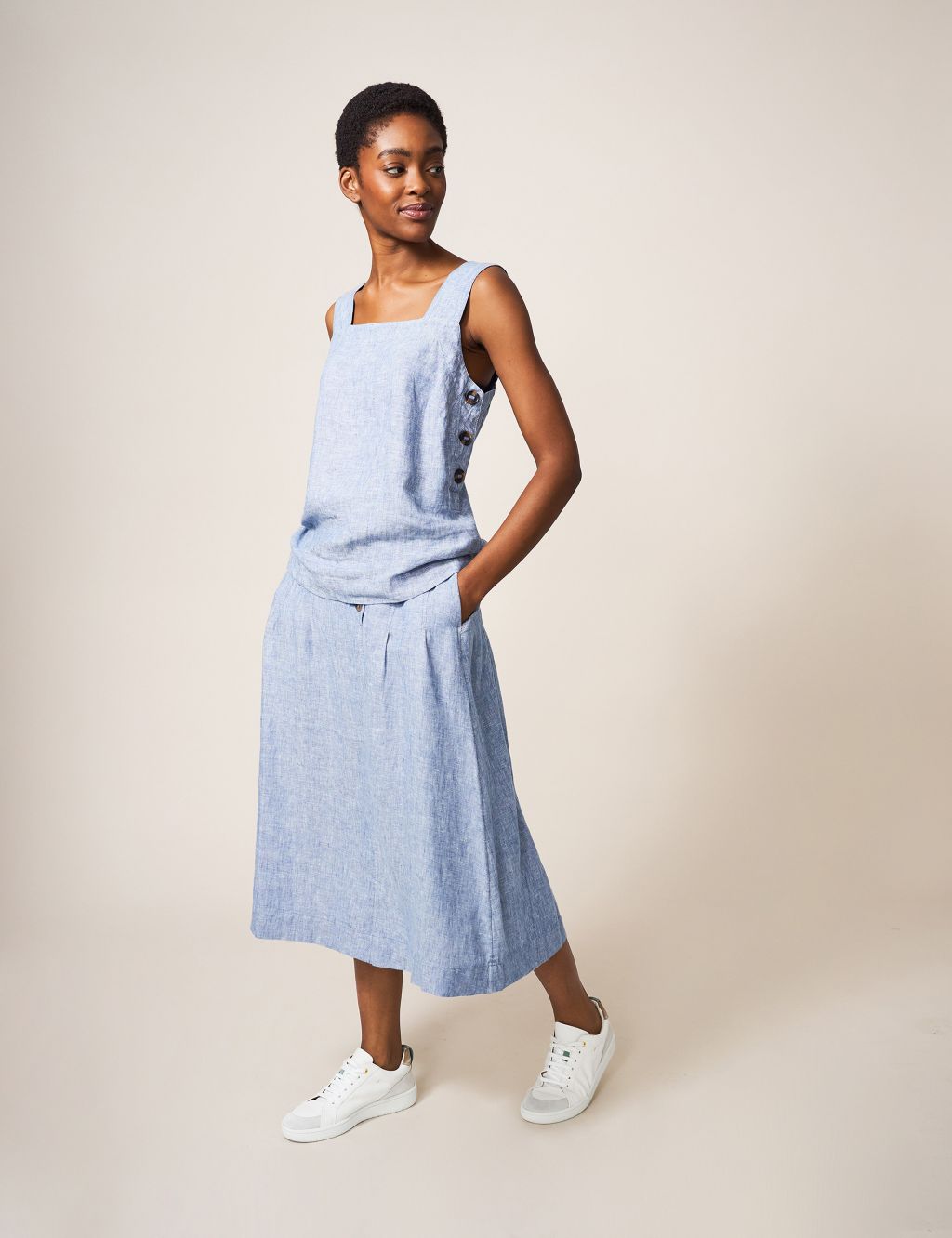 Pure Linen Midi Wrap Skirt image 2