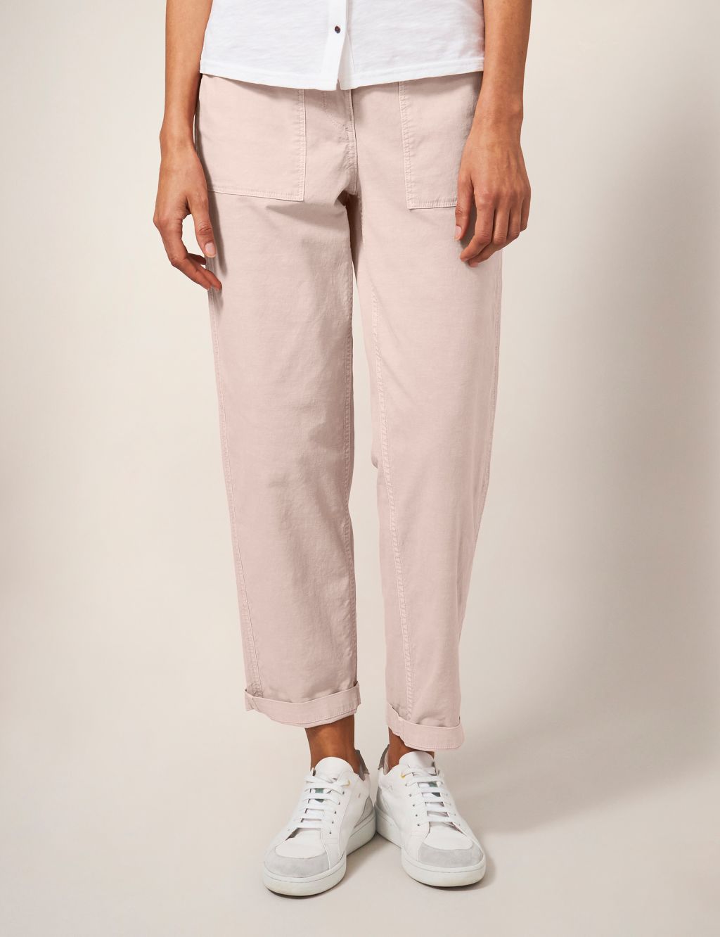 Cotton Rich Slim Fit Chinos with Linen image 2