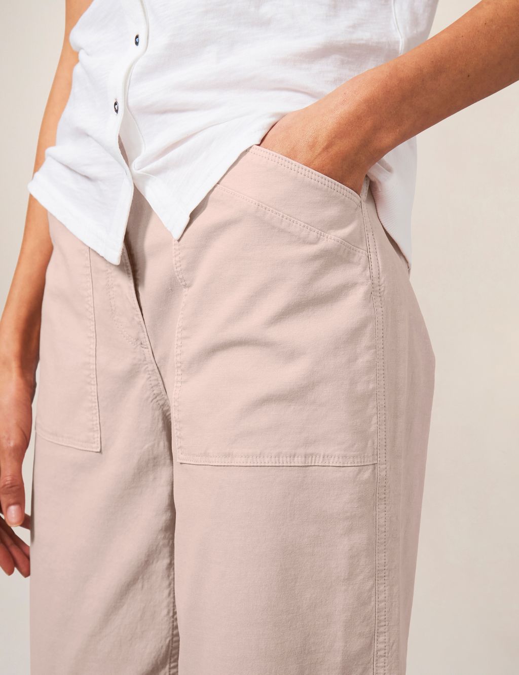 Cotton Rich Slim Fit Chinos with Linen image 4