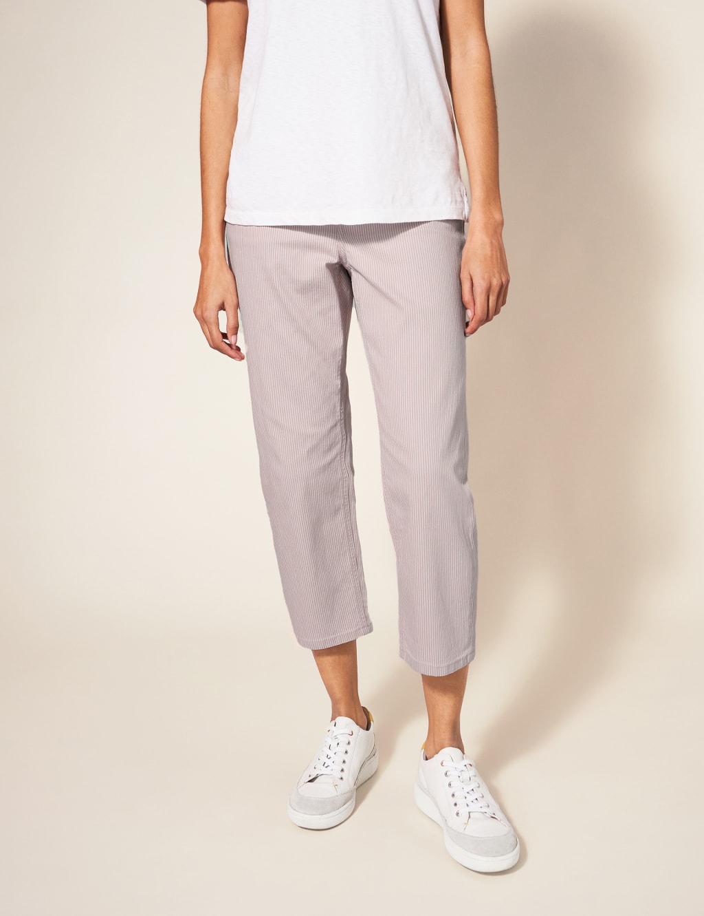 Striped Straight Leg Cropped Jeans image 1