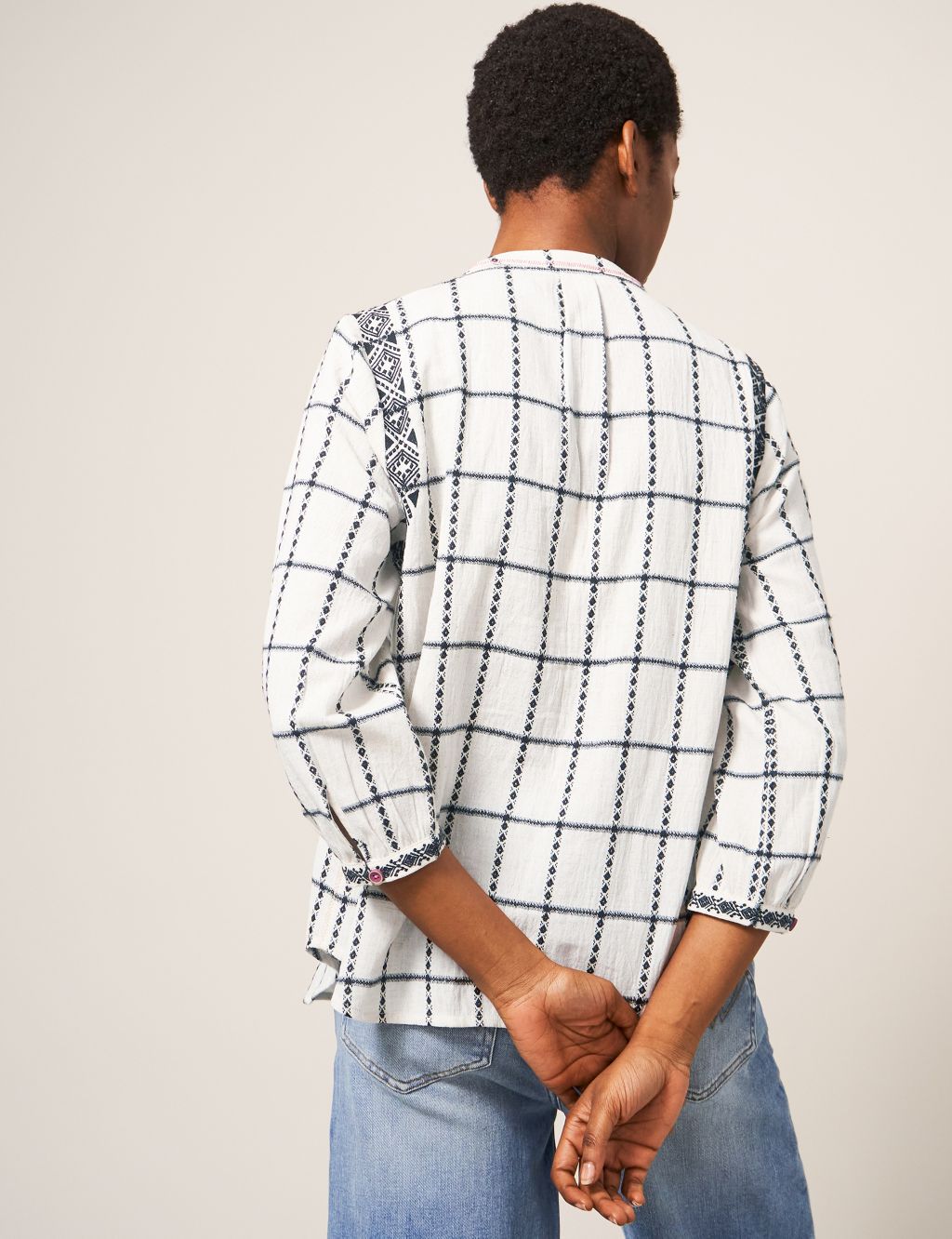 Cotton Rich Checked Embroidered Shirt image 2