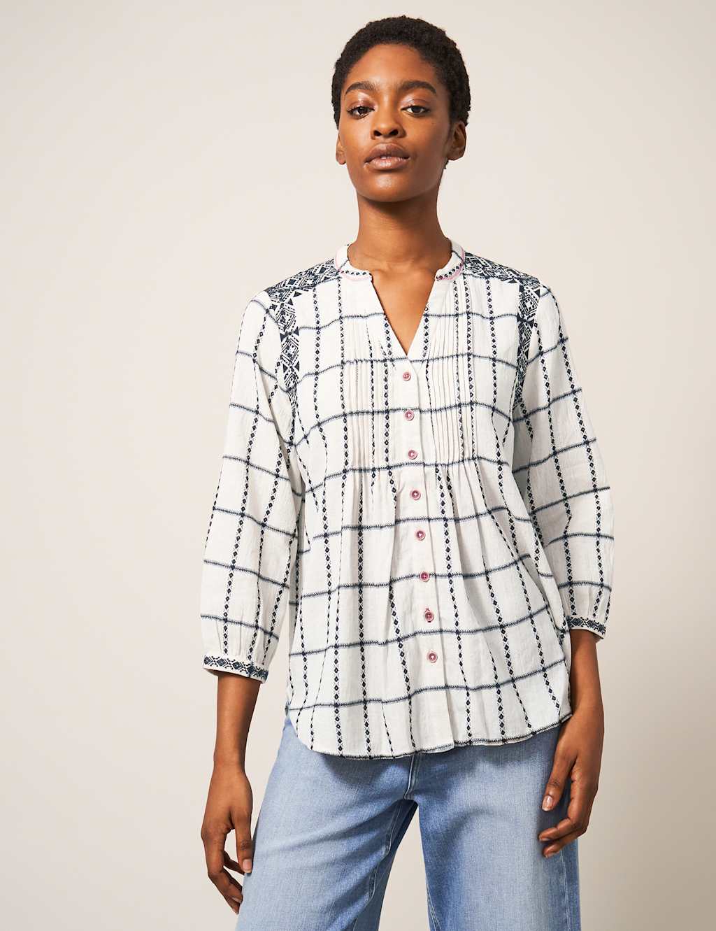 Cotton Rich Checked Embroidered Shirt image 3