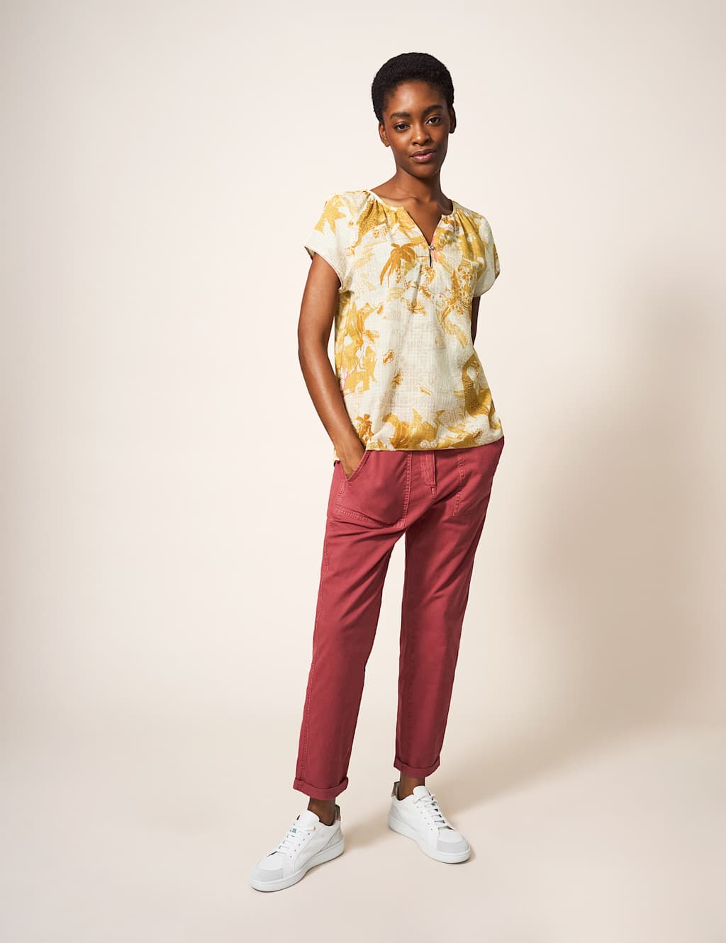 Organic Cotton Printed Notch Neck Blouse image 3