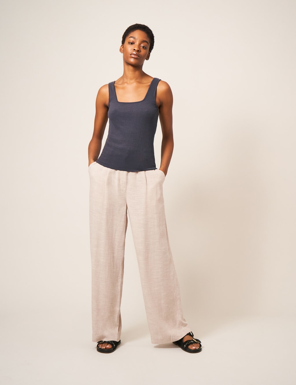 Cotton Blend Ribbed Slim Fit Vest Top image 4