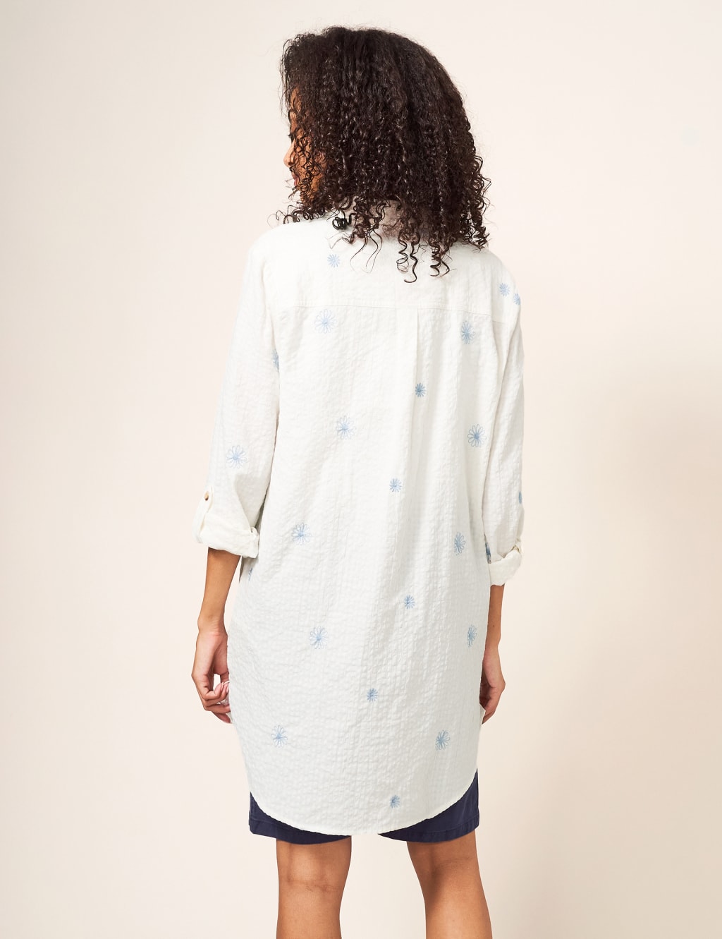 Pure Cotton Embroidered Longline Shirt image 4