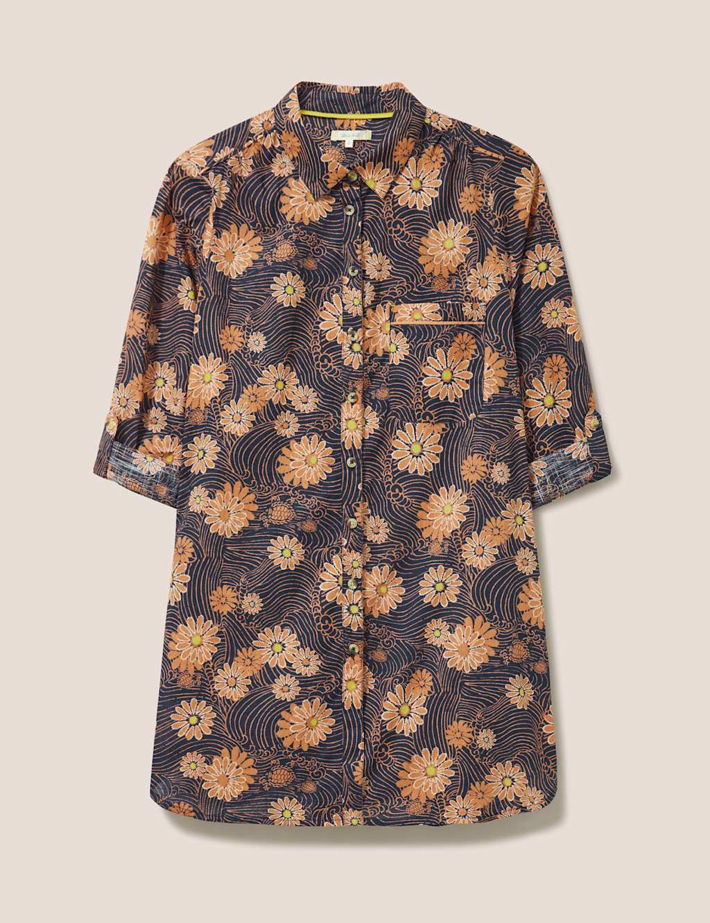 Pure Cotton Floral Longline Shirt image 2