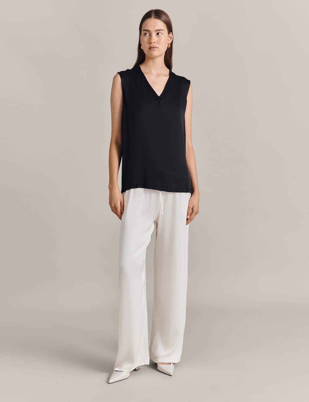 Satin V-Neck Vest Top image 2